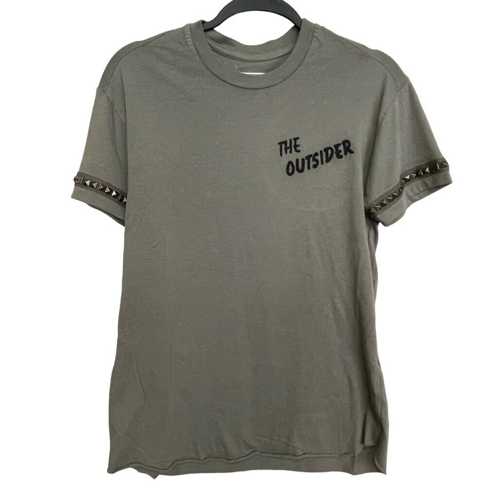 Free People Sandrine Rose The Outsider Studded Olive Green T-Shirt Small NWT